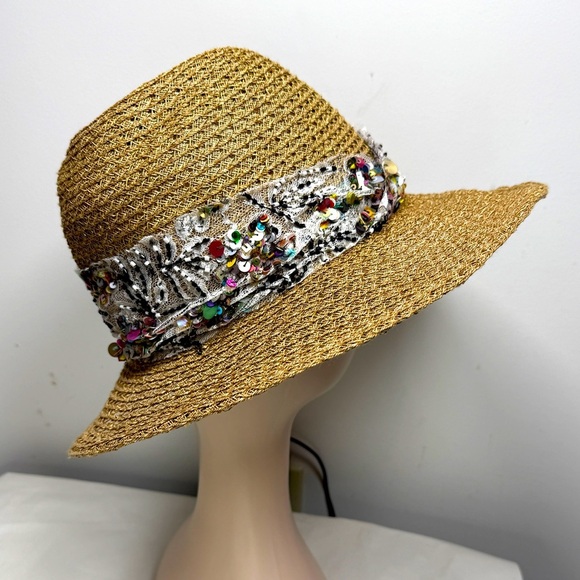 Eugenia Kim Straw Hat with Sequin Ribbon main image 5
